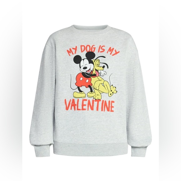 Disney Mickey Mouse Women's My Dog Is My Valentine Graphic Sweatshirt - Picture 7 of 7
